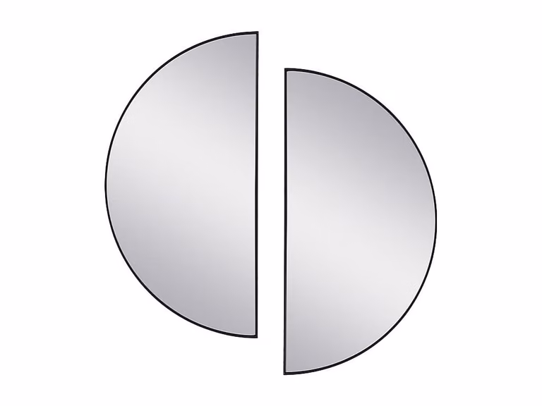 Juego de 2 espejos semicirculares de diseño en metal GAVRA, color negro, Ancho: 50 cm, Altura: 100 cm