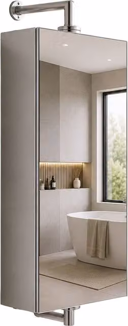 Armario de baño con puertas de cristal y estantes internos de relaxdays, color plata, montaje mural, An/P/Al: 75 x 25 x 12 cm