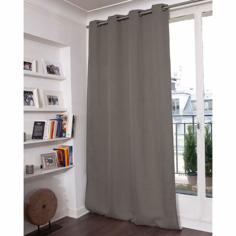 Cortina térmica Moondream ThermActiv 2en1 aislante anti-calor y anti-frío, 100% opaca con tecnología de ollaos, color gris o beige, An: 130 cm x Al: 250 cm