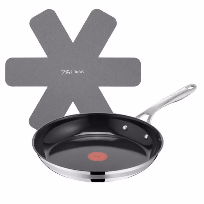 Sartén Tefal Jamie Oliver Smart Cook de cerámica y acero inoxidable con revestimiento antiadherente, color negro, Diámetro: 28 cm