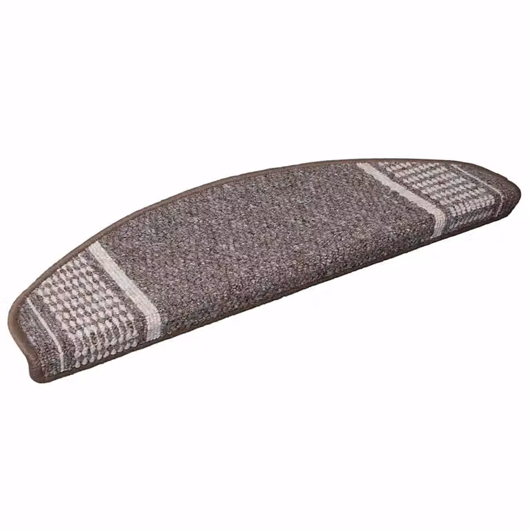 Set de 15 alfombras autoadhesivas para escaleras vidaXL, diseño de rayas moderno en marrón y gris, antideslizantes y absorbentes de sonido, An/P/Al: 65 x 40 x 2,1 cm