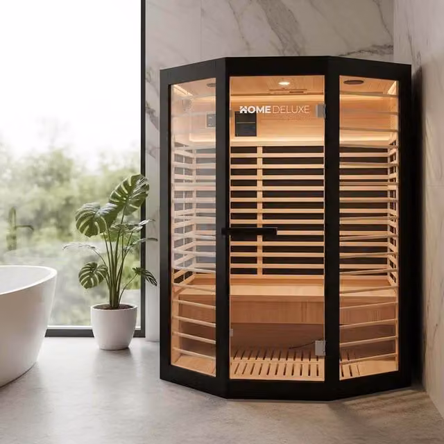 Cabina de infrarrojos Home Deluxe NERO XL color negro para 3 personas An/P/Al: 190 x 155 x 120 cm