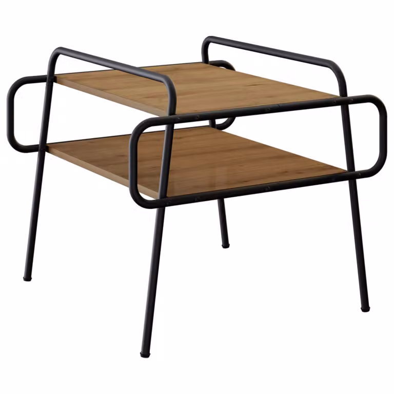 Mesa de centro moderna vidaXL de roble y madera en color marrón, An/P/Al: 50 x 50 x 51 cm
