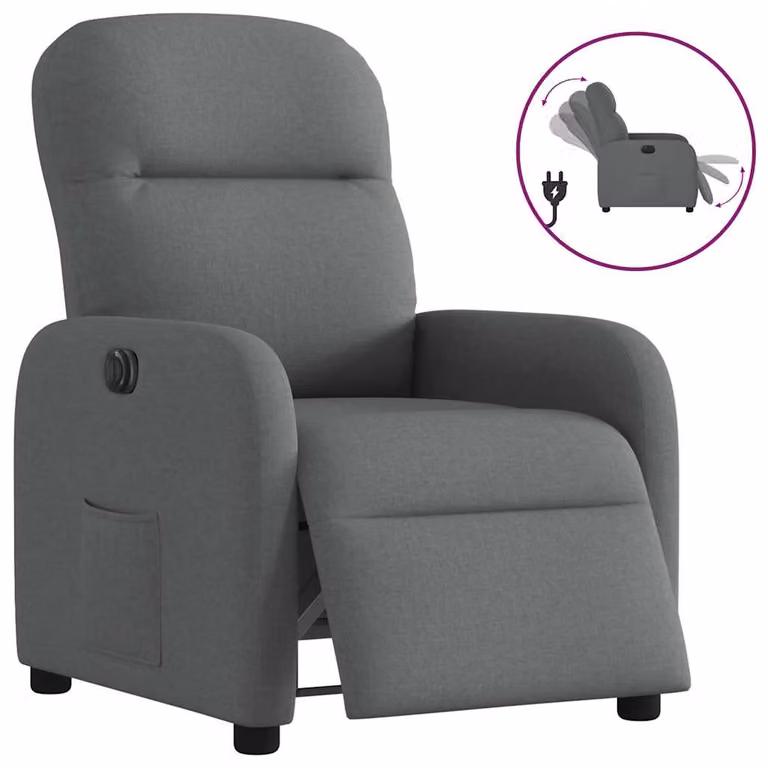 Sillón reclinable eléctrico vidaXL en tela gris oscuro para salón
