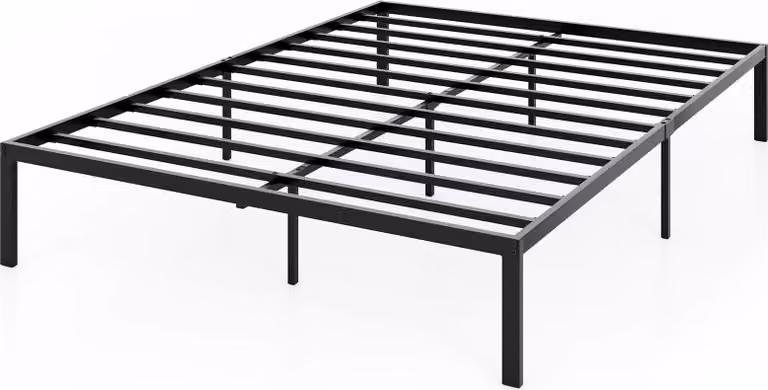 Estructura de cama de plataforma metálica Northix con almacenamiento, color negro, An/P/Al: 140 x 200 x 30,5 cm