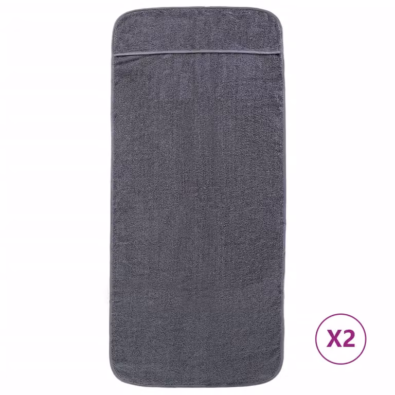 Pack de 2 toallas de playa vidaXL de rizo en color gris antracita, secado rápido, 75 x 200 cm