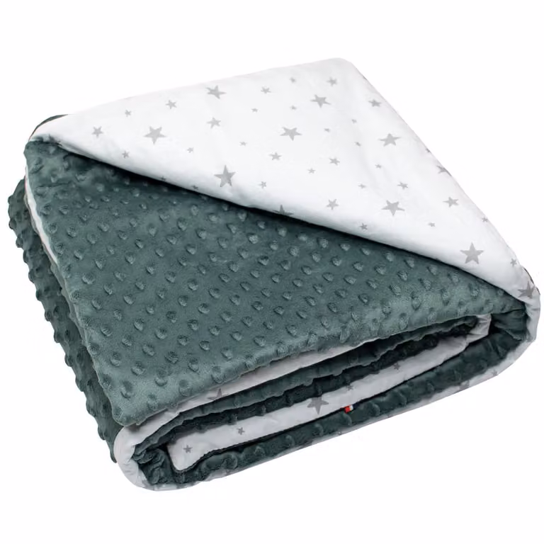 Manta reversible de minky Sevira Kids para bebé y niño con diseño geométrico en color verde y composición de algodón y poliéster