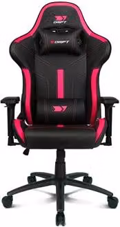Silla Gaming Drift DR350 en Polipiel con Reposabrazos Multidireccionales y Cojín de Reposacabezas, Color Negro y Rosa
