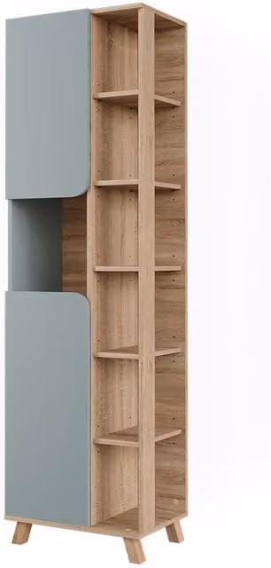 Armario de baño Vicco Karen en color sonoma y azul con 2 puertas, An/P/Al: 50 x 35 x 175 cm