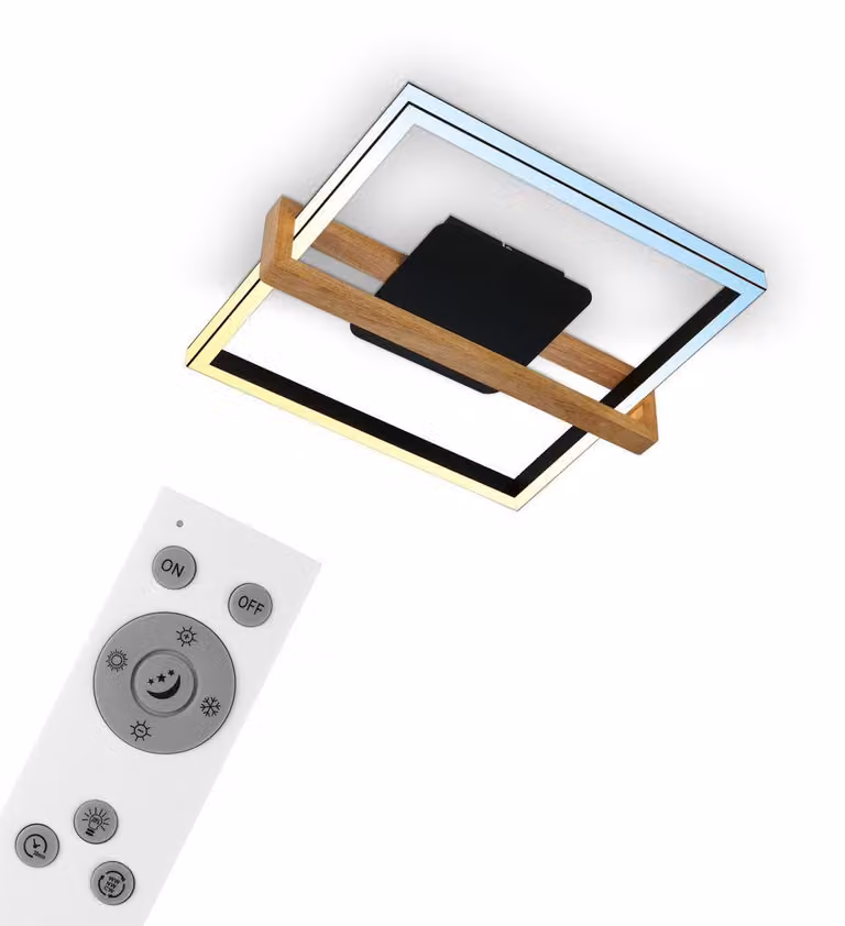 Lámpara de techo LED empotrada Briloner con mando a distancia, regulable y control de temperatura de color (CCT), color blanco, An/P/Al: 49 x 45 x 12 cm