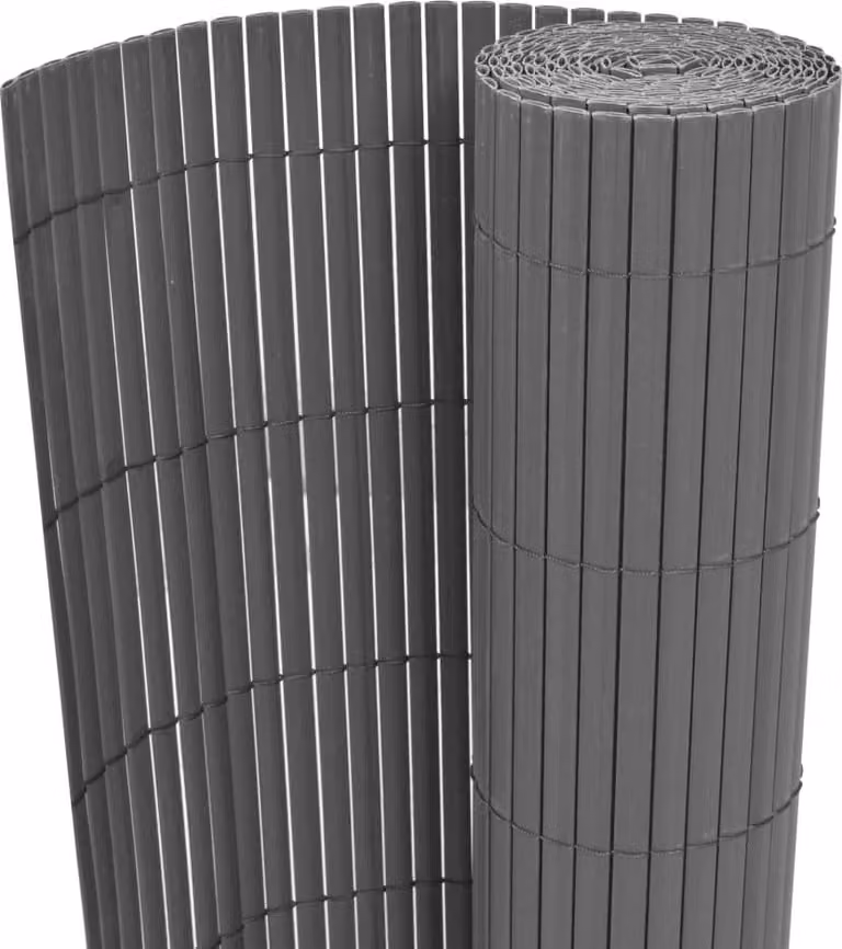 Valla de jardín de doble cara Syfax en PVC color gris, Altura: 150 cm, Ancho: 500 cm