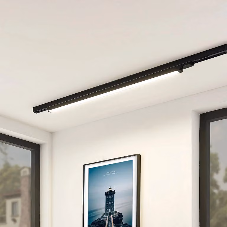 Lámpara de riel LED Arcchio Harlow en color negro para oficina o despacho, 4000 K, Longitud: 109 cm