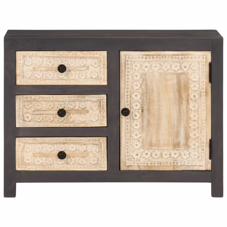 Aparador de madera de mango vidaXL en gris y blanco An/P/Al: 75 x 35 x 55 cm