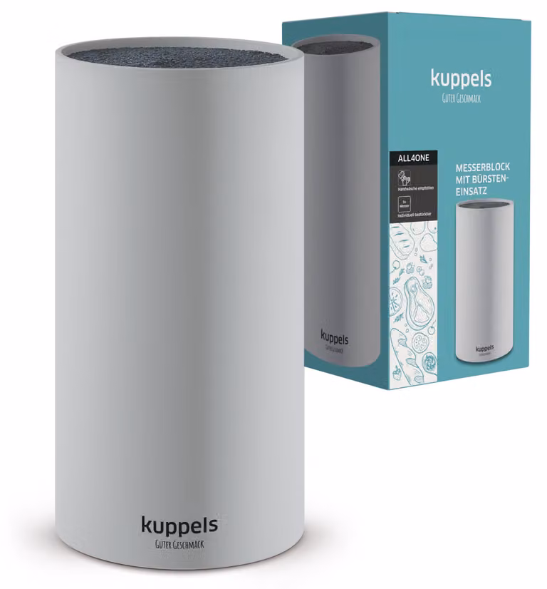 Bloque para cuchillos con cerdas Kuppels ALL4ONE de plástico, color gris, An/P/Al: 23,0 x 11,5 x 11,5 cm