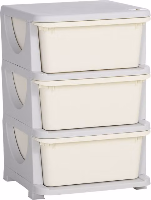 Armario infantil YULINLAND con 3 cajones en color blanco y beige, An/P/Al: 37 x 37 x 56,5 cm