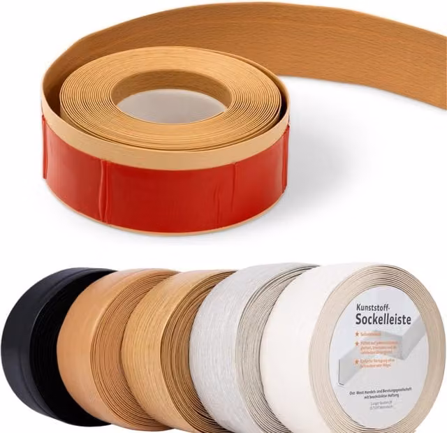 Rodapié adhesivo de PVC KARAT en color haya claro, An/Al: 50 x 15 mm, Longitud: 15 metros