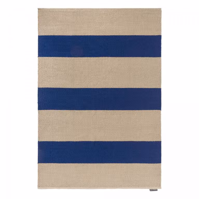 Alfombra kilim de exterior Brink & Campman hecha a mano en azul y beige, An x Al: 160 x 230 cm