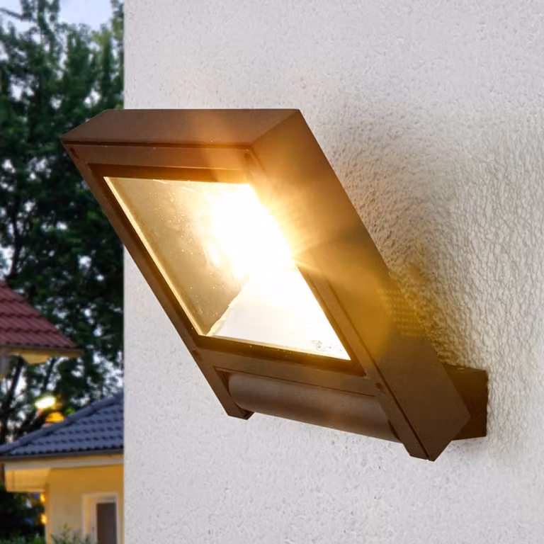 Foco LED exterior Lucande Maica orientable en aluminio y cristal, color negro, con protección IP65 para jardín