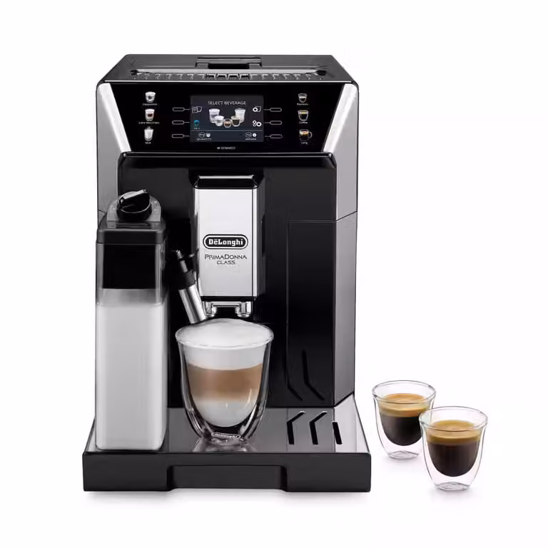 Cafetera automática De'Longhi PrimaDonna Class en color plata y negro con modelo ECAM550.65.SB