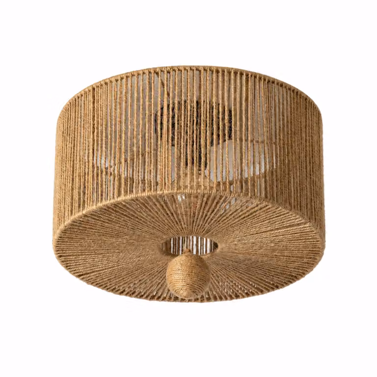 Lámpara de techo boho Alpinaluz de yute y metal en color marrón con casquillo E27, An: 40 cm, Al: 20 cm