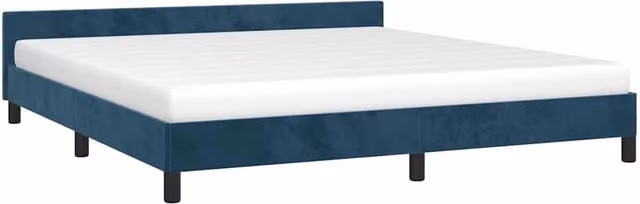Estructura de cama tapizada SYFAX en terciopelo azul de 160 x 200 cm