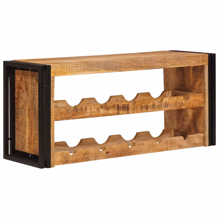 Estante de vino industrial vidaXL de madera de mango y metal en color marrón An/P/Al: 100 x 45 x 33 cm