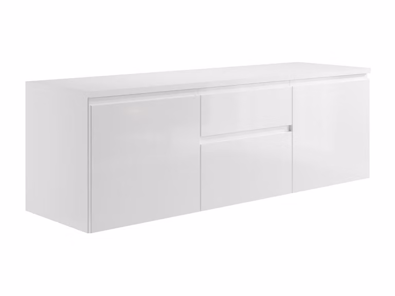 Mueble de baño flotante moderno Shower&Design color blanco con puertas y cajones de cierre suave An/P/Al: 150 x 50 x 50 cm