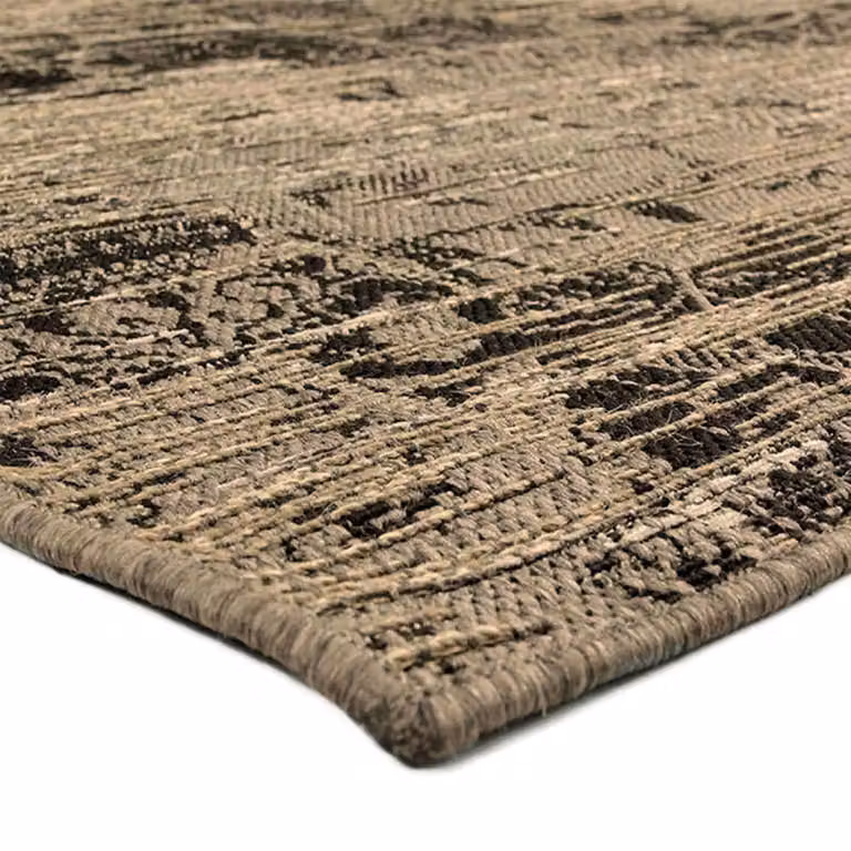 Alfombra vintage patchwork The Deco Factory en marrón, negro y beige, An/P: 140 x 200 cm