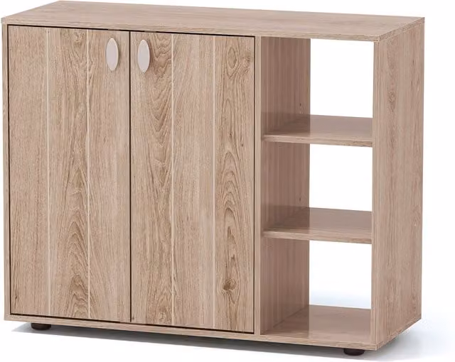 Zapatero NORTHIX de estilo minimalista con 2 puertas y estantes regulables en color beige, An/P/Al: 80 x 31 x 64,5 cm