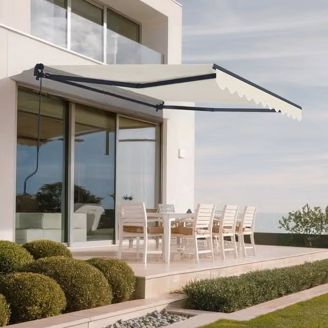 Toldo manual retráctil Cazeboo con marco de aluminio y lona de poliéster beige con protección UPF 50+ An/P/Al: 3 x 2,5 x 0,25 m