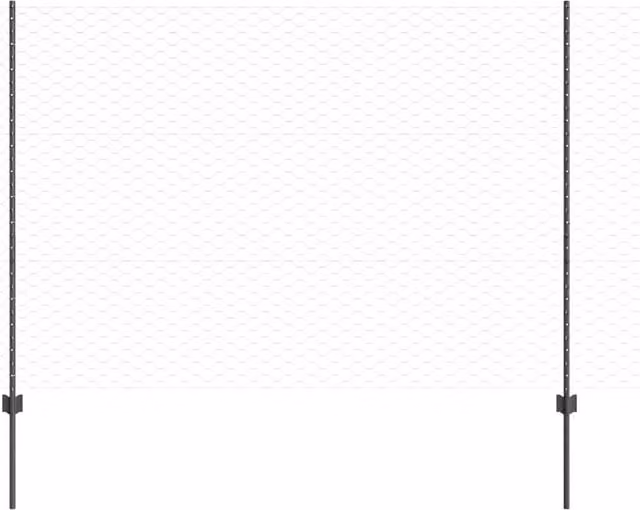 Valla hexagonal exterior SYFAX de acero con recubrimiento de PVC en color gris, incluye poste redondo para instalación en suelo, dimensiones: 25 x 1,5 m