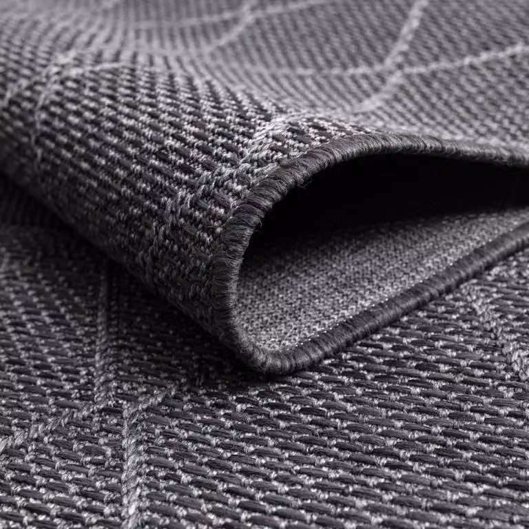 Alfombra Paco Home de estilo boho y étnico para exterior e interior, diseño de tejido plano redondo, color antracita, Diámetro: 120 cm