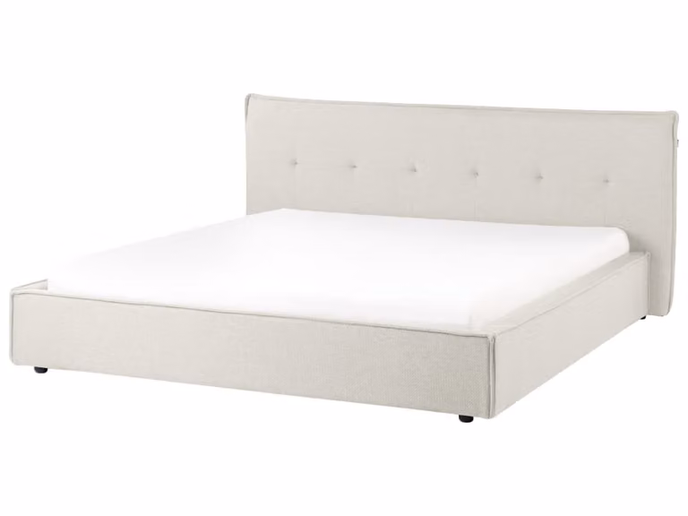 Cama de agua Beliani tapizada en tejido blanco de estilo moderno An/P/Al: 180 x 200 cm