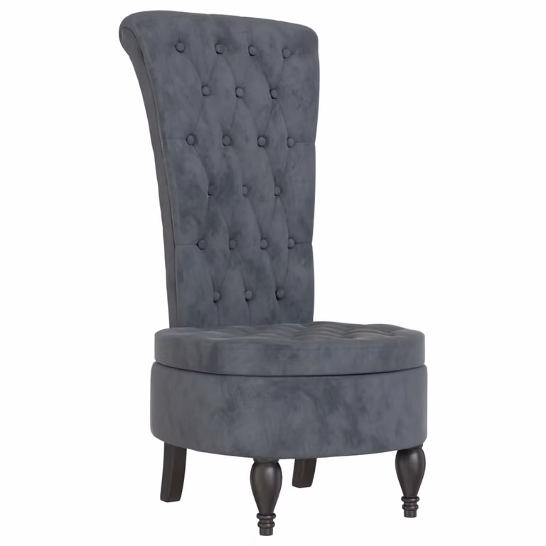 Sillón moderno de respaldo alto vidaXL en terciopelo gris oscuro con estructura de madera y reposabrazos