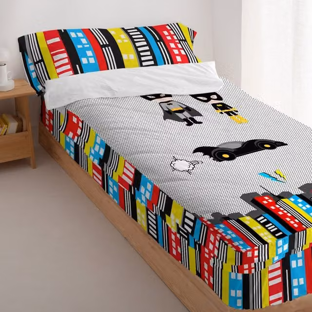 Saco nórdico infantil Mr Fox con diseño de animales multicolor de algodón An/P/Al: 90 x 200 cm