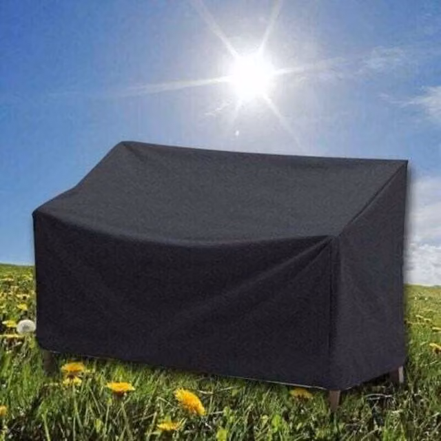 Funda Impermeable para Banco de Jardín de 3 Plazas Mennitr, Color Negro, Tejido Oxford 210d Resistente a Rayos UV y Antipolvo, An/P/Al: 163 x 66 x 89 cm