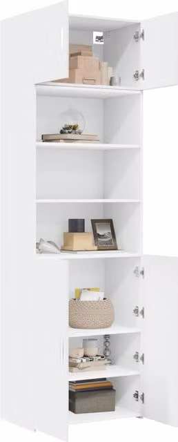 Armario de cocina SYFAX blanco de madera MDF con puertas abatibles y estantes internos, An/P/Al: 70 x 42,5 x 225 cm