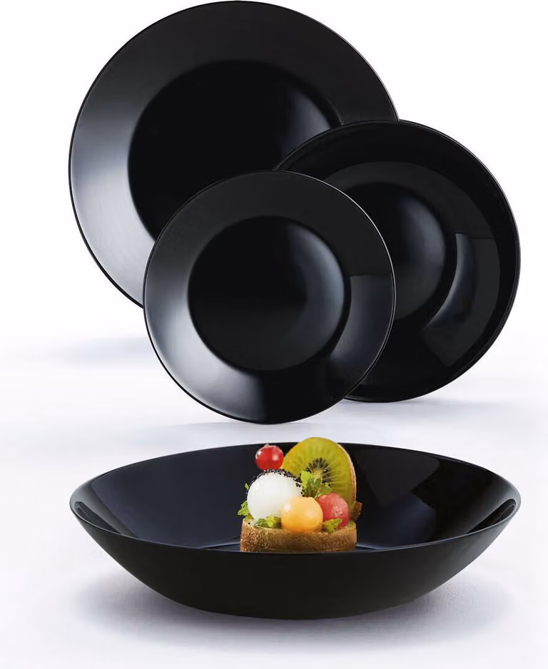 Juego de vajilla Luminarc Zelie de vidrio negro de 18 piezas
