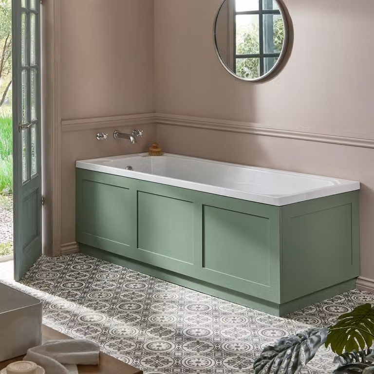 Bañera rectangular de acrílico Hudson Reed con faldón, color negro, gris o blanco, An/P: 170 x 70 cm