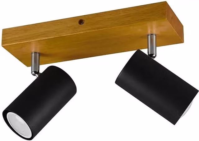 Regleta Marley de Trio Leuchten en negro con acabado de madera y metal, 70 W, GU10, L x An x Al: 26 x 9 x 16 cm