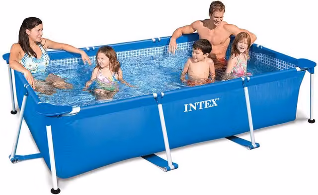 Piscina desmontable tubular rectangular Intex en azul y blanco con estructura de acero, An/P/Al: 300 x 200 x 75 cm