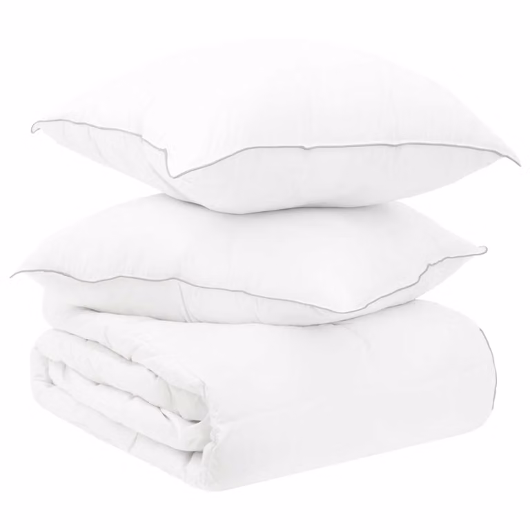 Juego de edredón y almohada vidaXL blanco de bambú y poliéster, 240 x 220 cm