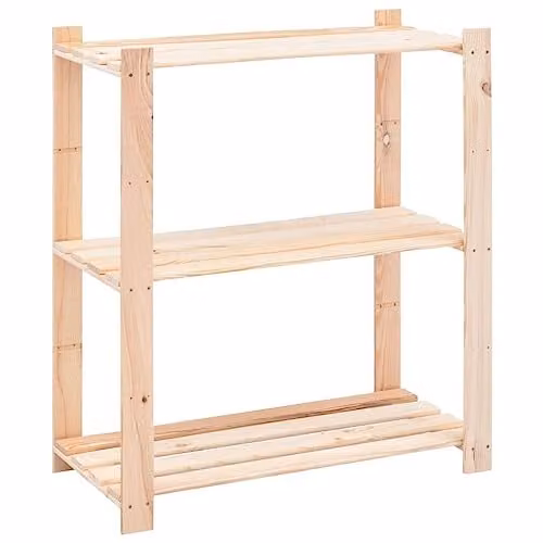 Estantería de almacenamiento de 3 niveles de Helloshop26 en madera de pino macizo, color marrón, An/P/Al: 80 x 38 x 90 cm