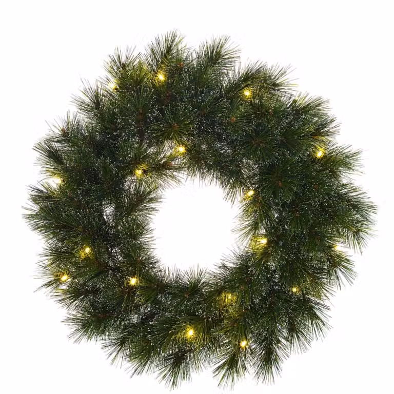 Corona decorativa Glendon de Black Box Trees en color verde y blanco para Navidad, An/P/Al: 60 x 10 x 60 cm