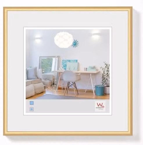 Marco de fotos Walther Design New Lifestyle de plástico color dorado para colgar en la pared, An/Al: 15 x 15 cm