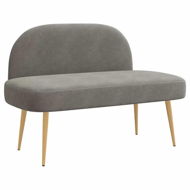 Banco tapizado con respaldo de VIDAXL en gris claro, diseño minimalista de pana, An/P/Al: 110 x 60 x 76 cm