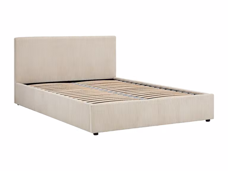 Canapé abatible VALME en tejido de pana color beige de 140 x 200 cm