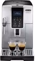 Cafetera espresso superautomática De'Longhi Dinamica ECAM350.35.SB en color plata y negro con pantalla táctil y acabado en acero inoxidable