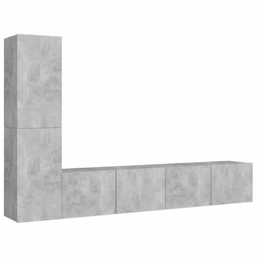 Conjunto de muebles de 4 piezas Helloshop26 para salón o dormitorio con mueble de TV y aparador en madera de MDF color gris y marrón