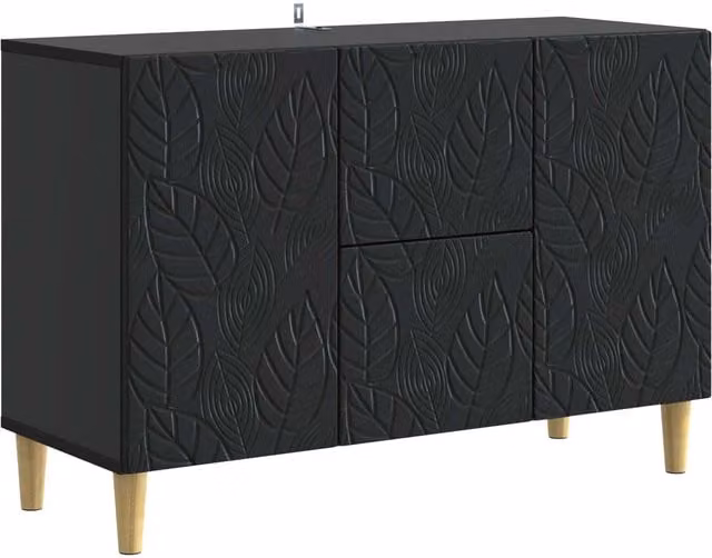 Aparador moderno SYFAX en color negro mate de madera de ingeniería An/P/Al: 89 x 34,5 x 60 cm